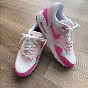 Nike Air Max 1 Pink White Sneakers Youth 4.5Y = Women’s Size 6 Never Worn
